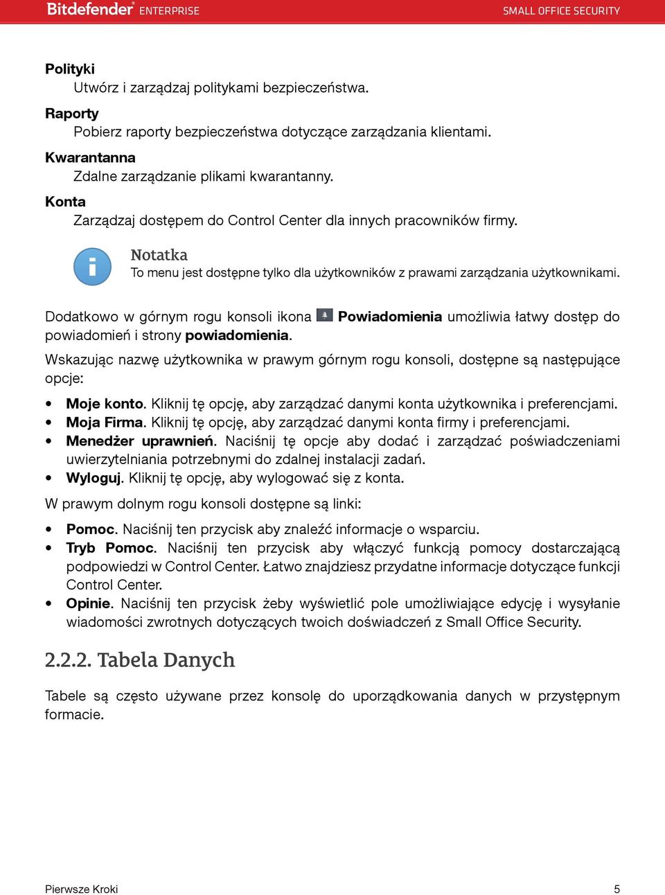 Dodatkowo w górnym rogu konsoli ikona powiadomień i strony powiadomienia.