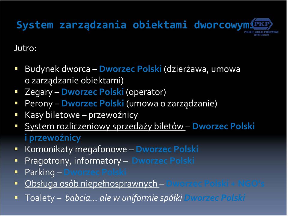 sprzedaży biletów Dworzec Polski i przewoźnicy Komunikaty megafonowe Dworzec Polski Pragotrony, informatory Dworzec Polski