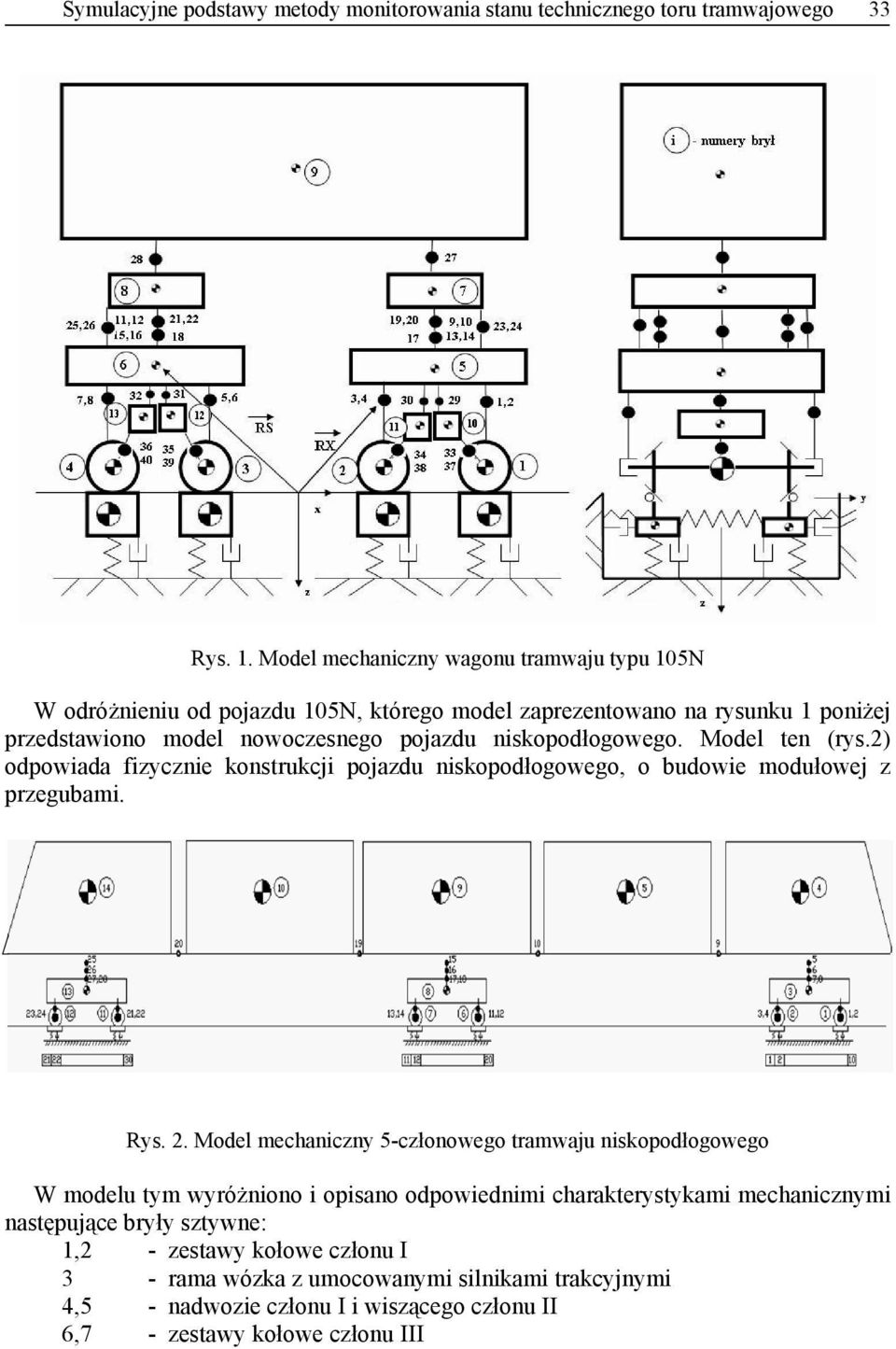 niskopodłogowego. Model ten (rys.2) odpowiada fizycznie konstrukcji pojazdu niskopodłogowego, o budowie modułowej z przegubami. Rys. 2.