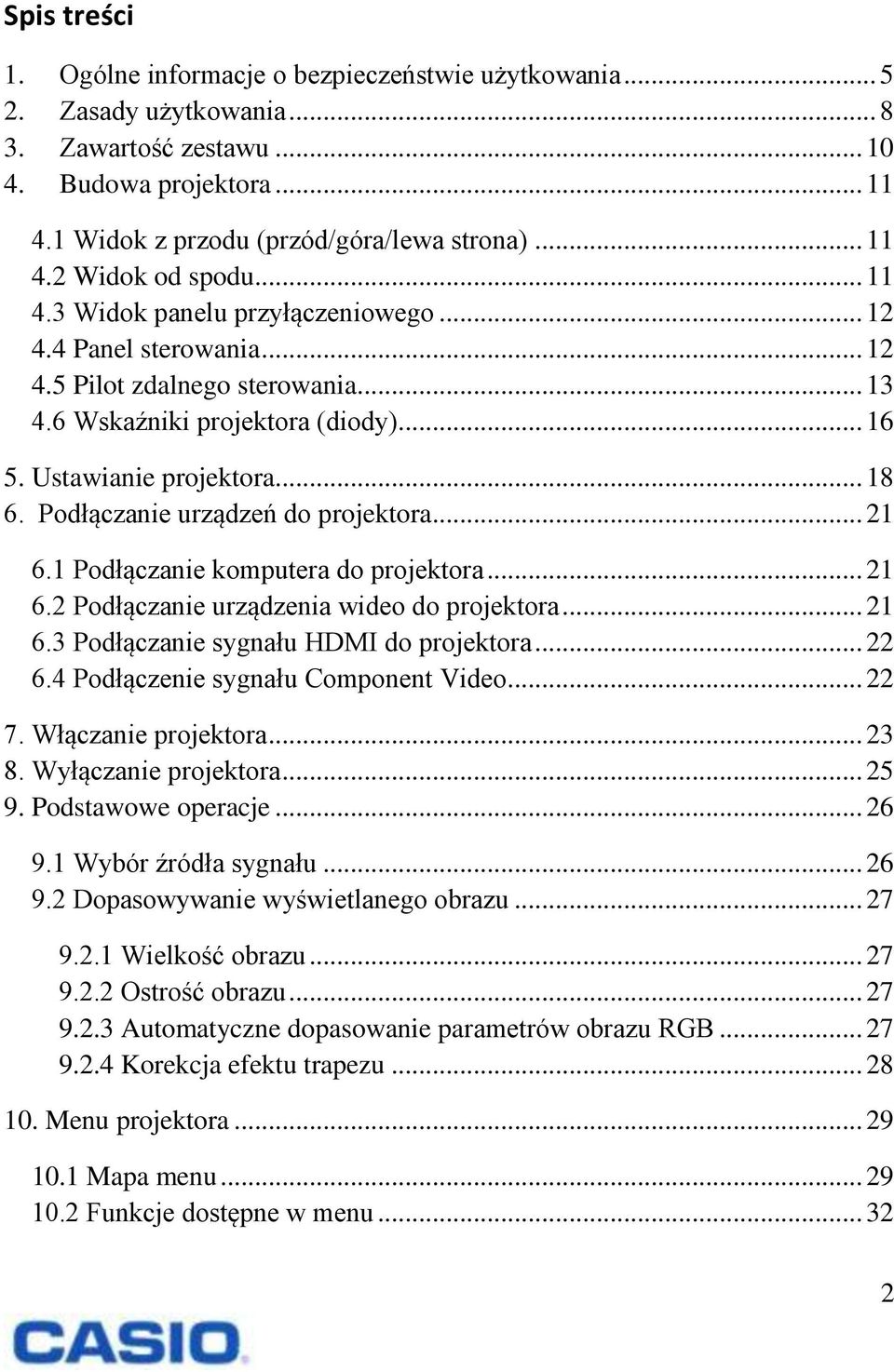 Podłączanie urządzeń do projektora... 21 6.1 Podłączanie komputera do projektora... 21 6.2 Podłączanie urządzenia wideo do projektora... 21 6.3 Podłączanie sygnału HDMI do projektora... 22 6.