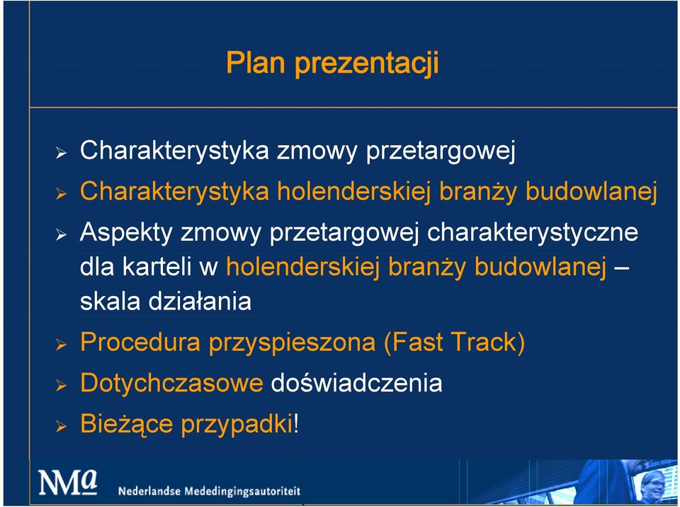 charakterystyczne dla karteli w holenderskiej branży budowlanej skala