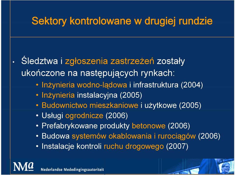 instalacyjna (2005) Budownictwo mieszkaniowe i użytkowe (2005) Usługi ogrodnicze (2006)