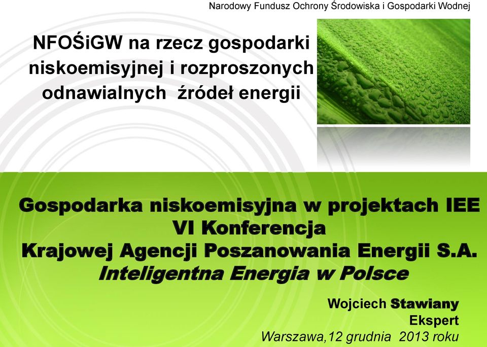 IEE VI Konferencja Krajowej Ag