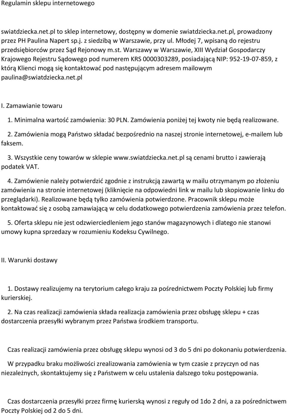 u przedsiębiorców przez Sąd Rejonowy m.st.