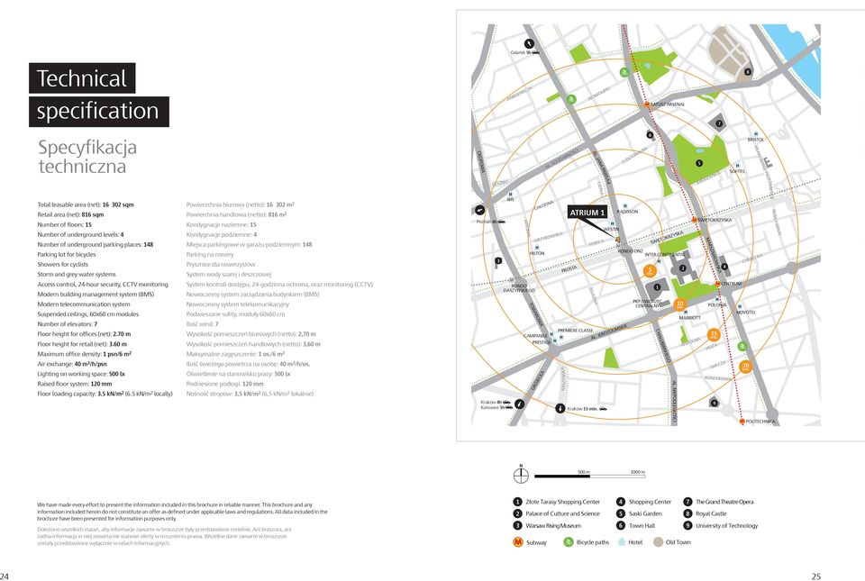 of underground parking places: 148 Parking lot for bicycles Showers for cyclists Storm and grey water systems Access control, 24-hour security, CCTV monitoring Modern building management system (BMS)