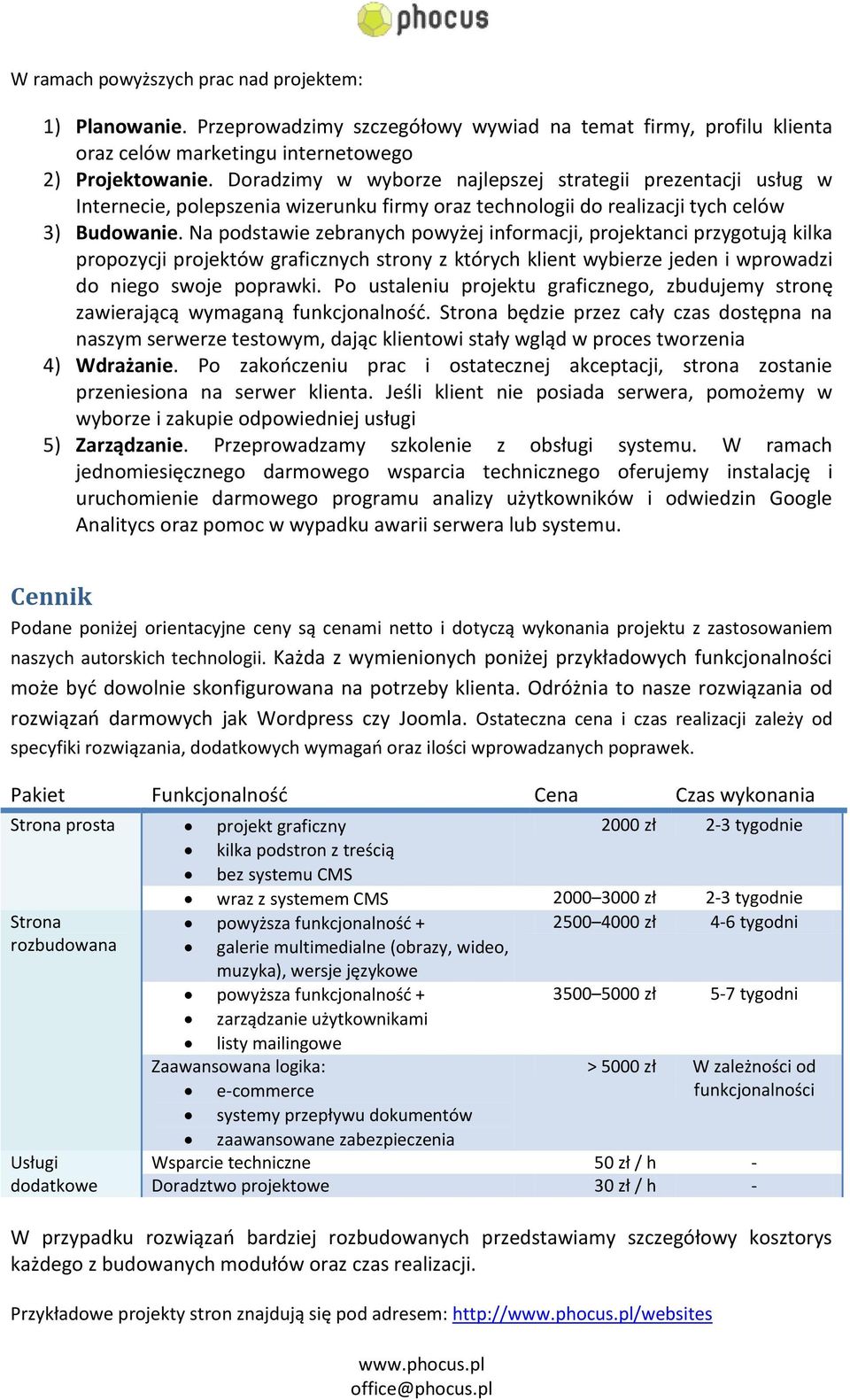 Na podstawie zebranych powyżej informacji, projektanci przygotują kilka propozycji projektów graficznych strony z których klient wybierze jeden i wprowadzi do niego swoje poprawki.