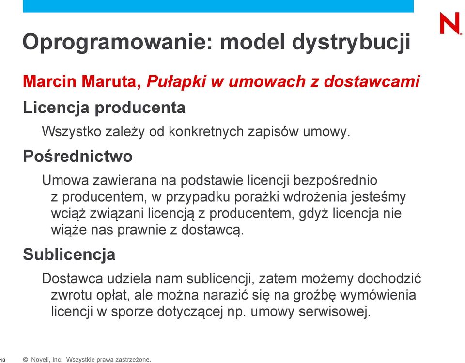Pośrednictwo Umowa zawierana na podstawie licencji bezpośrednio z producentem, w przypadku porażki wdrożenia jesteśmy wciąż związani