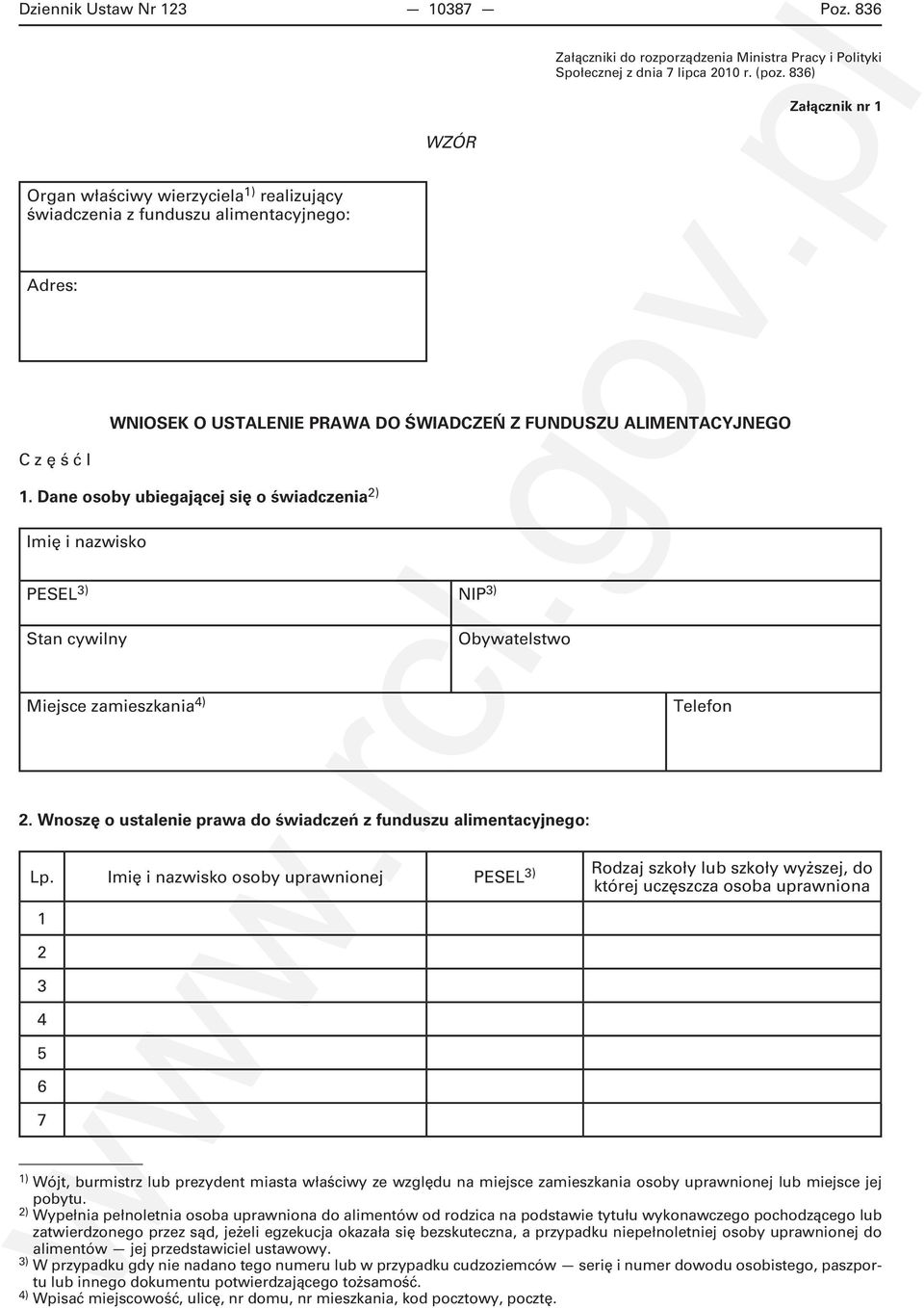 Dane osoby ubiegającej się o świadczenia 2) Imię i nazwisko PESEL 3) NIP 3) Stan cywilny Obywatelstwo Miejsce zamieszkania 4) Telefon 2.