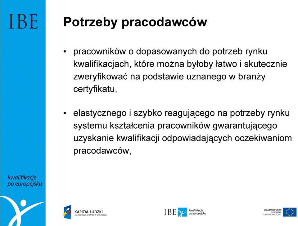 certyfikatu, elastycznego i szybko reagującego na potrzeby rynku systemu kształcenia