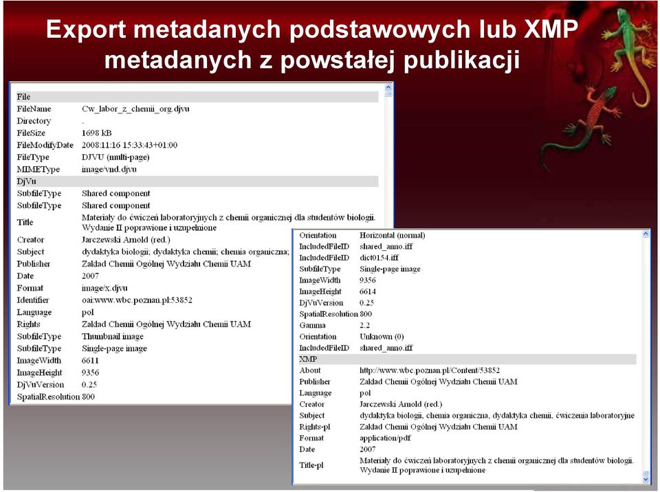 XMP metadanych z