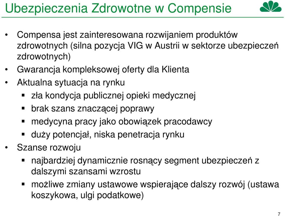 szans znaczącej poprawy medycyna pracy jako obowiązek pracodawcy duży potencjał, niska penetracja rynku Szanse rozwoju najbardziej