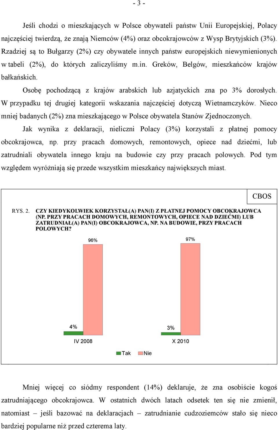 Osobę pochodzącą z krajów arabskich lub azjatyckich zna po 3% dorosłych. W przypadku tej drugiej kategorii wskazania najczęściej dotyczą Wietnamczyków.