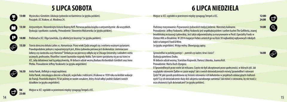 Prelimud w JCC: Olga Lewińska, Czy alkohol jest koszerny? (w języku polskim). Trzecia doroczna debata Latkes vs. Hamantasze. Przez wieki Żydzi zmagali się z wieloma ważnymi pytaniami.