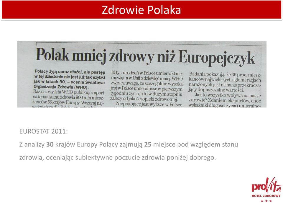 miejsce pod względem stanu zdrowia,
