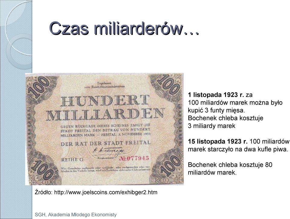 Bochenek chleba kosztuje 3 miliardy marek 15 listopada 1923 r.