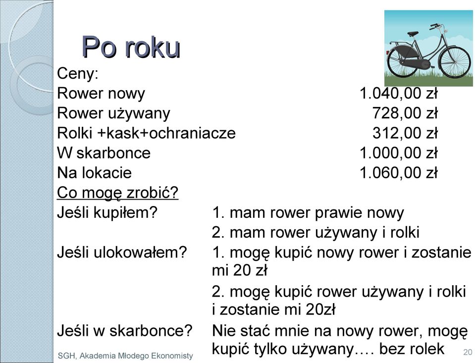 060,00 zł 1. mam rower prawie nowy 2. mam rower używany i rolki 1.