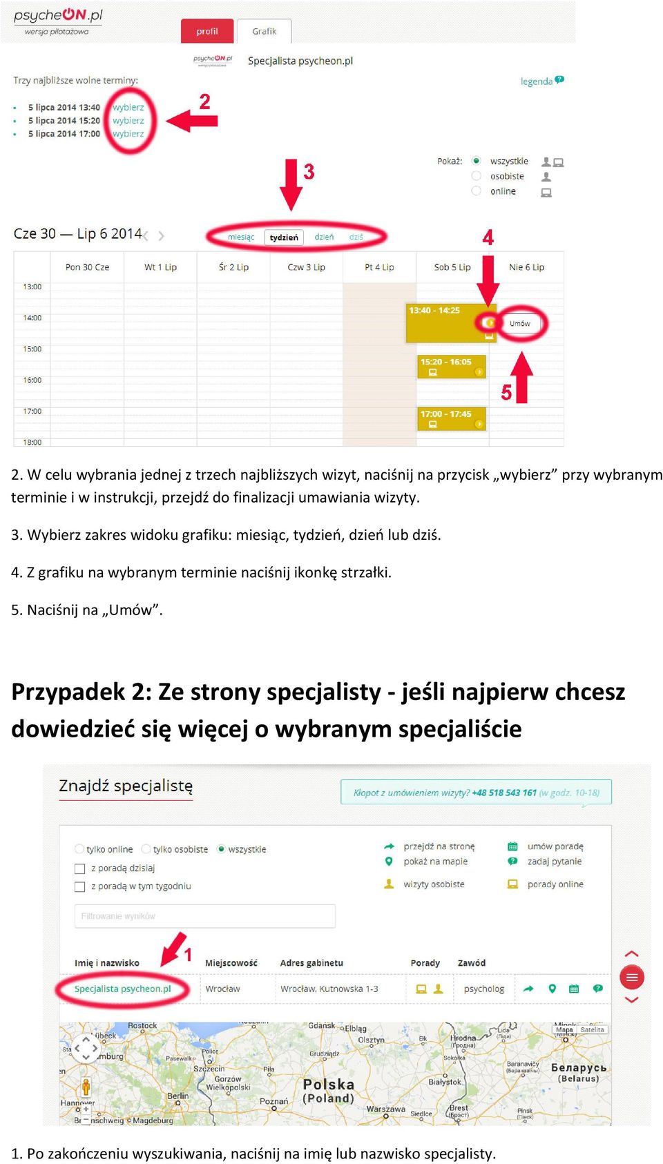 Z grafiku na wybranym terminie naciśnij ikonkę strzałki. 5. Naciśnij na Umów.