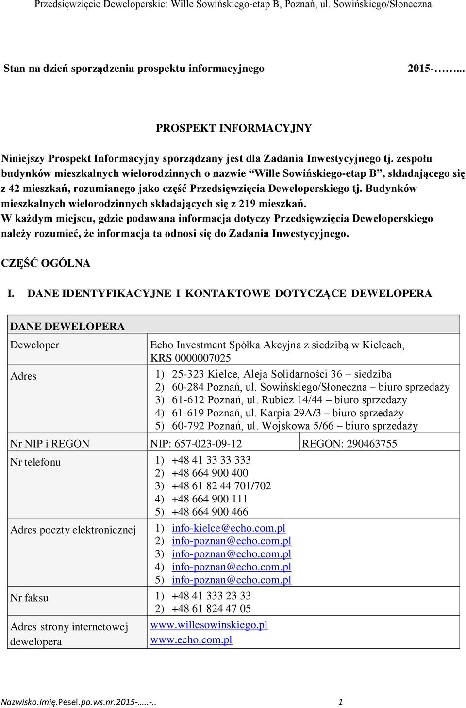 Budynków mieszkalnych wielorodzinnych składających się z 219 mieszkań.