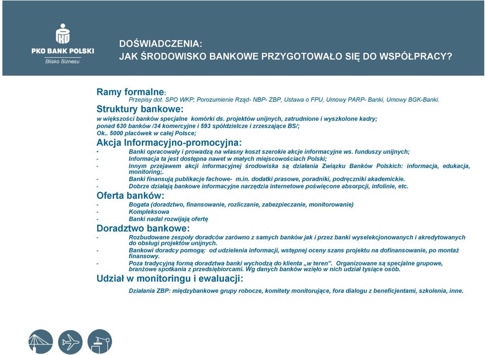 . 5000 placówek w całej Polsce; Akcja Informacyjno-promocyjna: Banki opracowały i prowadzą na własny koszt szerokie akcje informacyjne ws.