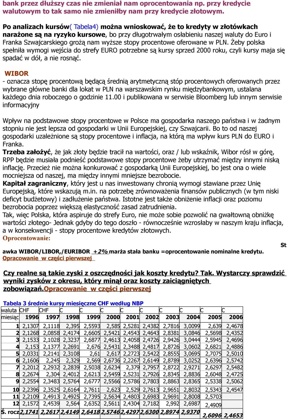 wyższe stopy procentowe oferowane w PLN. Żeby polska spełniła wymogi wejścia do strefy EURO potrzebne są kursy sprzed 2000 roku, czyli kursy maja się spadać w dół, a nie rosnąć.