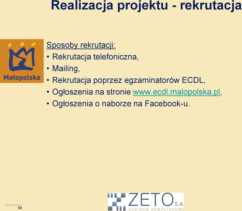 egzaminatorów ECDL, Ogłoszenia na stronie www.ecdl.