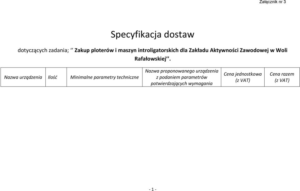 dla Zakładu Aktywności Zawodowej w Woli Rafałowskiej.
