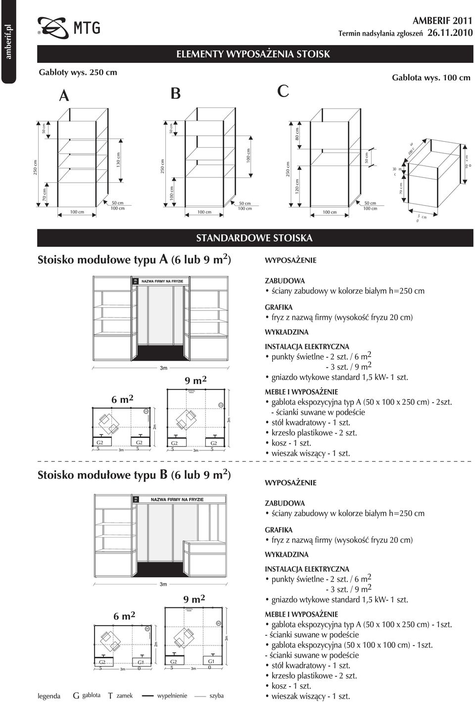 (wysokość fryzu 20 cm) WYKŁADZINA 6 m 2 9 m 2 INSTALACJA ELEKTRYCZNA punkty świetlne - 2 szt. / 6 m 2-3 szt. / 9 m 2 gniazdo wtykowe standard 1, kw- 1 szt.