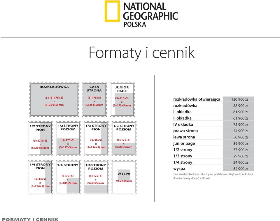 (5+254+5) mm (5+175+5) (5+84+5) mm lewa strona 50 900 zł junior page 39 900 zł 1/2 strony 37 900 zł 1/3 strony 29 900 zł 1/4 strony pion 1/4 strony 1/4 strony poziom 1/4 strony 24 900 zł wyspa 54