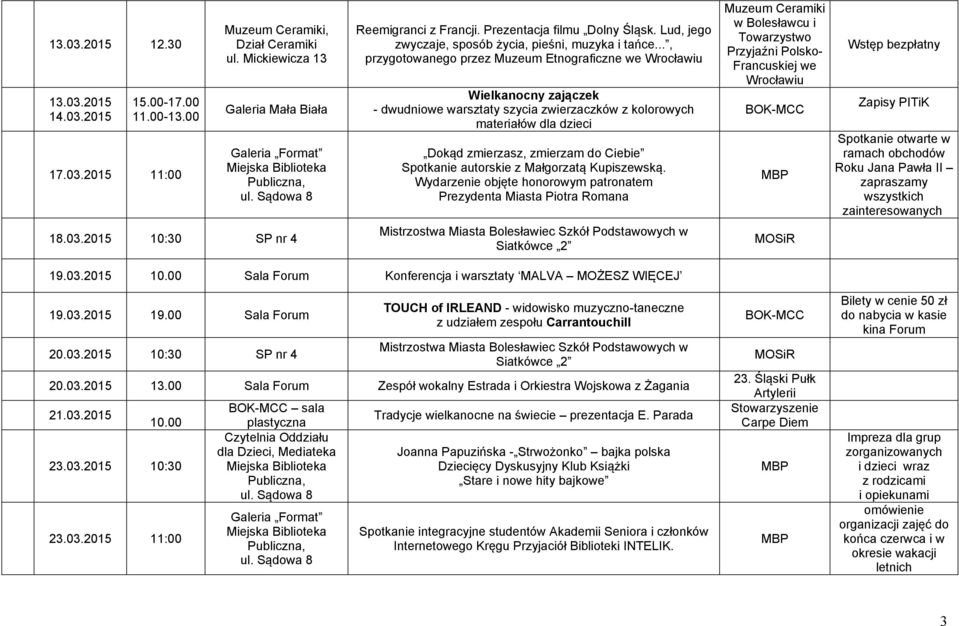 .., przygotowanego przez Muzeum Etnograficzne we Wrocławiu Wielkanocny zajączek dwudniowe warsztaty szycia zwierzaczków z kolorowych materiałów dla dzieci Dokąd zmierzasz, zmierzam do Ciebie