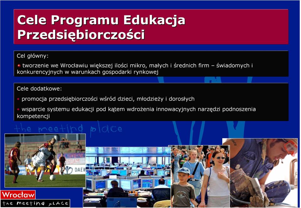 rynkowej Cele dodatkowe: promocja przedsiębiorczości wśród dzieci, młodzieŝy i dorosłych