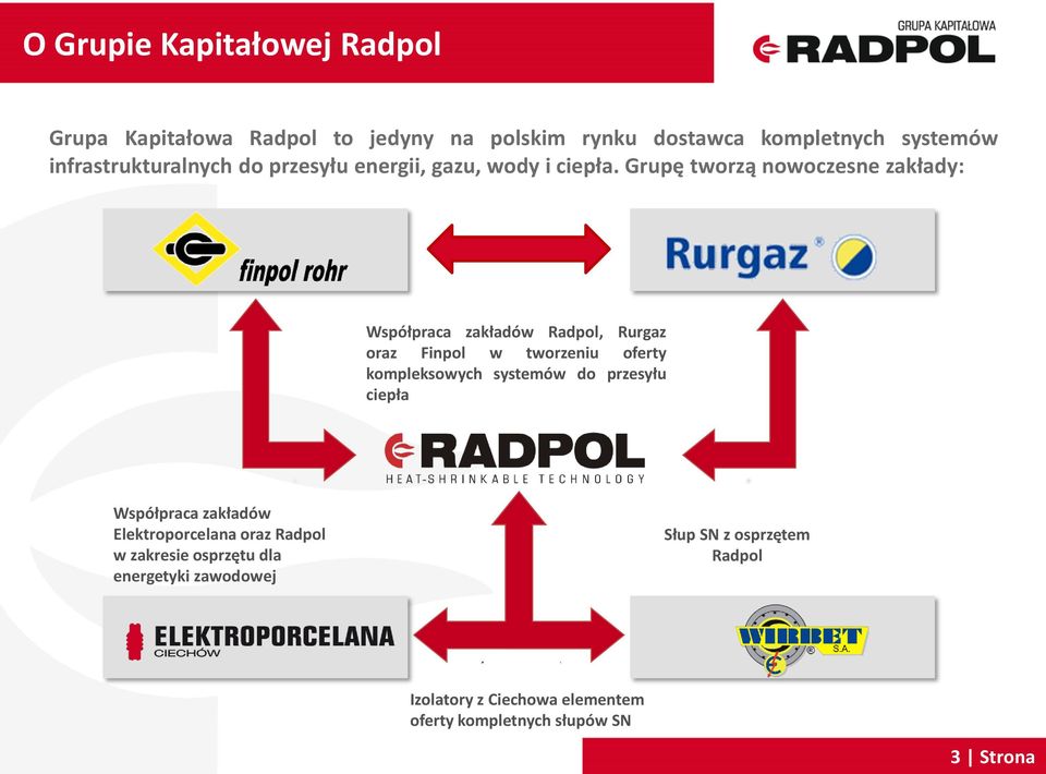 Grupę tworzą nowoczesne zakłady: Współpraca zakładów Radpol, Rurgaz oraz Finpol w tworzeniu oferty kompleksowych systemów do
