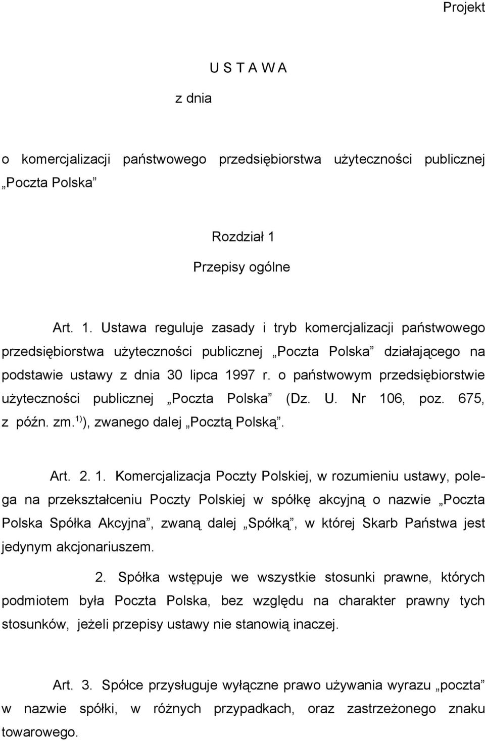 o państwowym przedsiębiorstwie użyteczności publicznej Poczta Polska (Dz. U. Nr 10