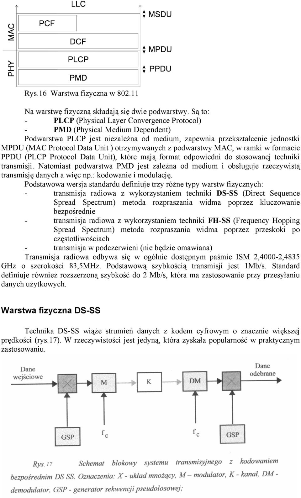 otrzymywanych z podwarstwy MAC, w ramki w formacie PPDU (PLCP Protocol Data Unit), które mają format odpowiedni do stosowanej techniki transmisji.