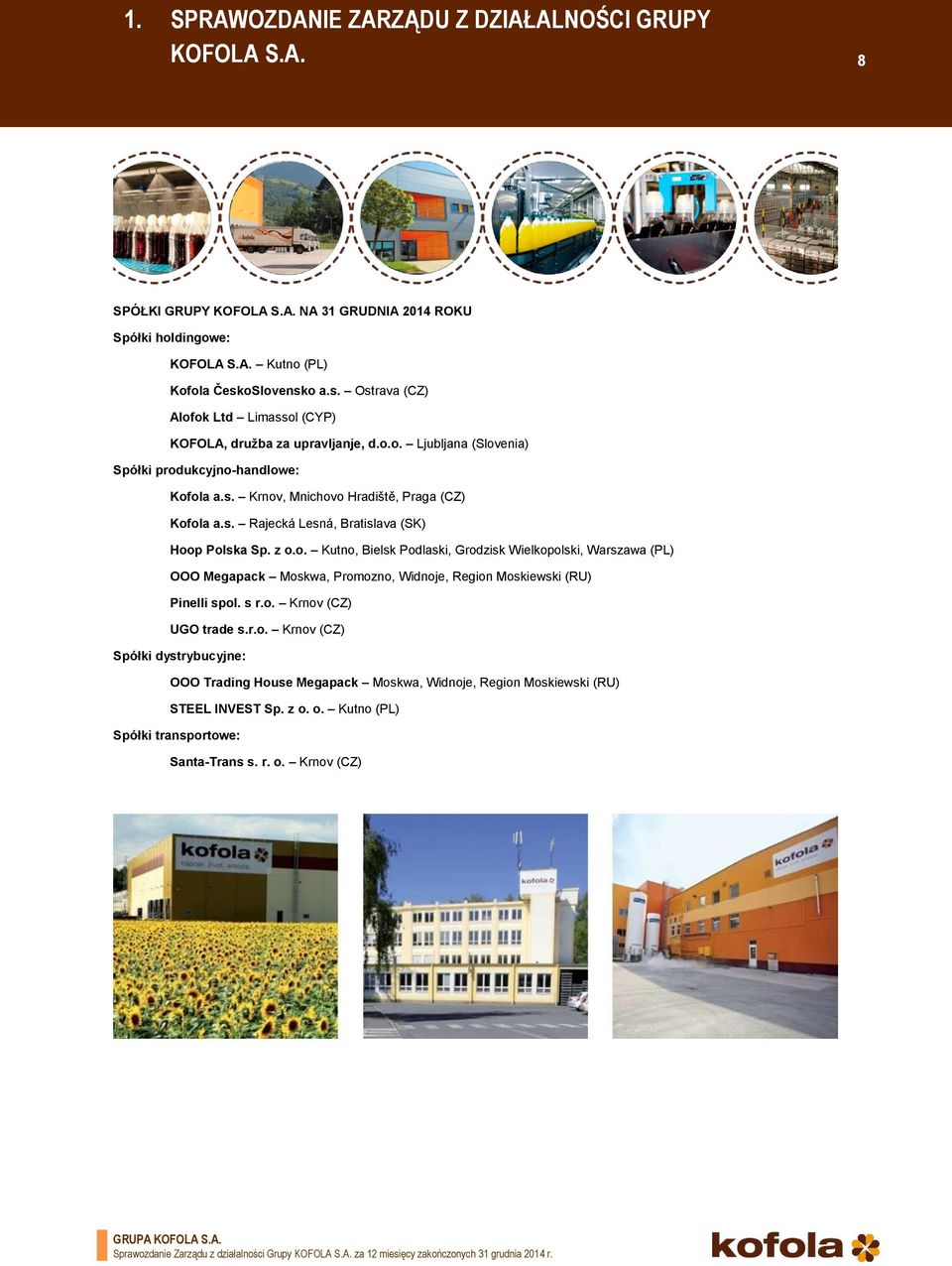 s r.o. Krnov (CZ) UGO trade s.r.o. Krnov (CZ) Spółki dystrybucyjne: OOO Trading House Megapack Moskwa, Widnoje, Region Moskiewski (RU) STEEL INVEST Sp. z o.