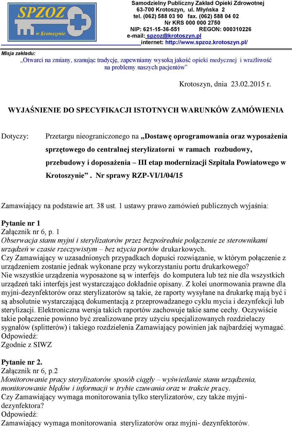 pl internet: http://www.spzoz.krotoszyn.