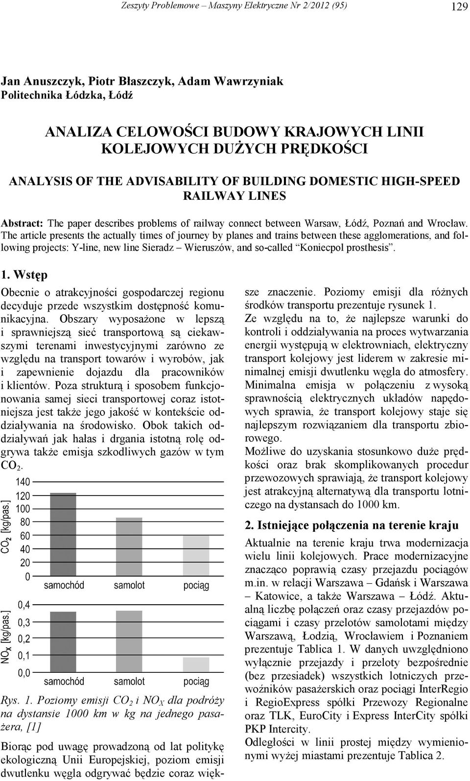 The article presents the actually times of journey by planes and trains between these agglomerations, and following projects: Yline, new line Sieradz Wieruszów, and socalled Koniecpol prosthesis. 1.