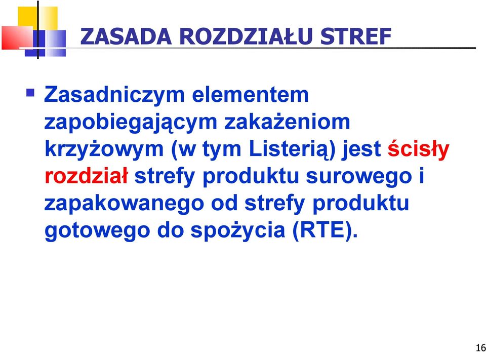 Listerią) jest ścisły rozdział strefy produktu