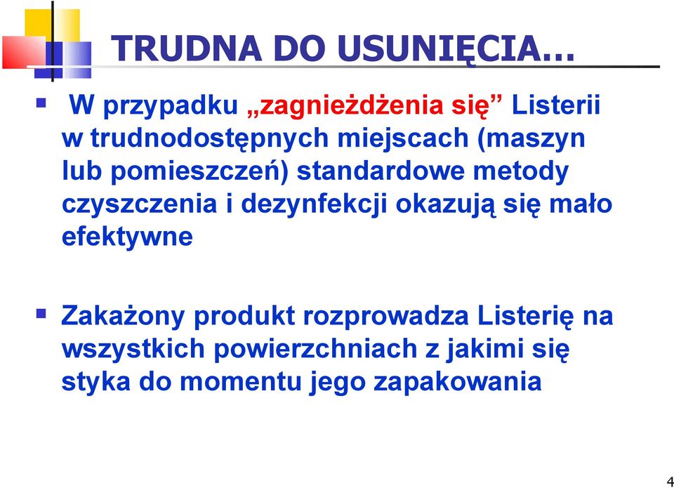 czyszczenia i dezynfekcji okazują się mało efektywne Zakażony produkt