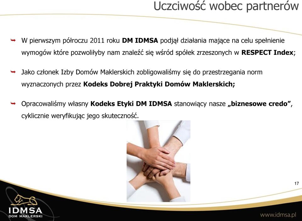 Maklerskich zobligowaliśmy się do przestrzegania norm wyznaczonych przez Kodeks Dobrej Praktyki Domów
