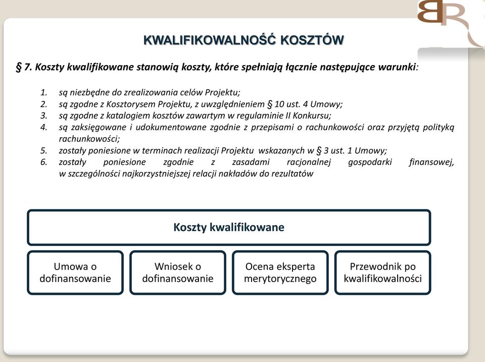 są zaksięgowane i udokumentowane zgodnie z przepisami o rachunkowości oraz przyjętą polityką rachunkowości; 5. zostały poniesione w terminach realizacji Projektu wskazanych w 3 ust.