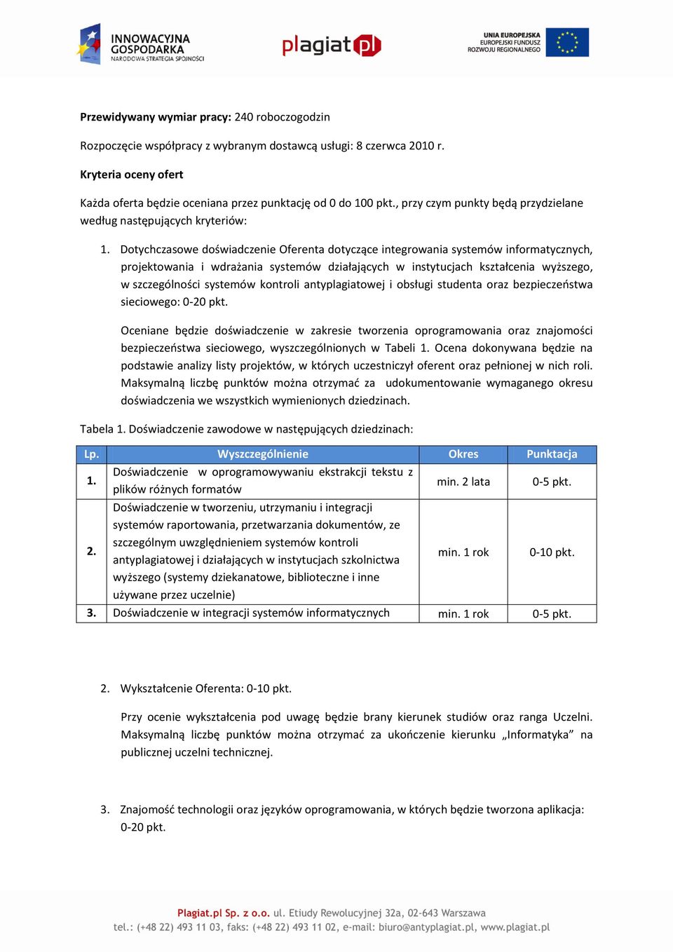 instytucjach kształcenia wyższego, w szczególności systemów kontroli antylagiatowej i obsługi studenta oraz bezieczeostwa sieciowego: 0-20 kt.