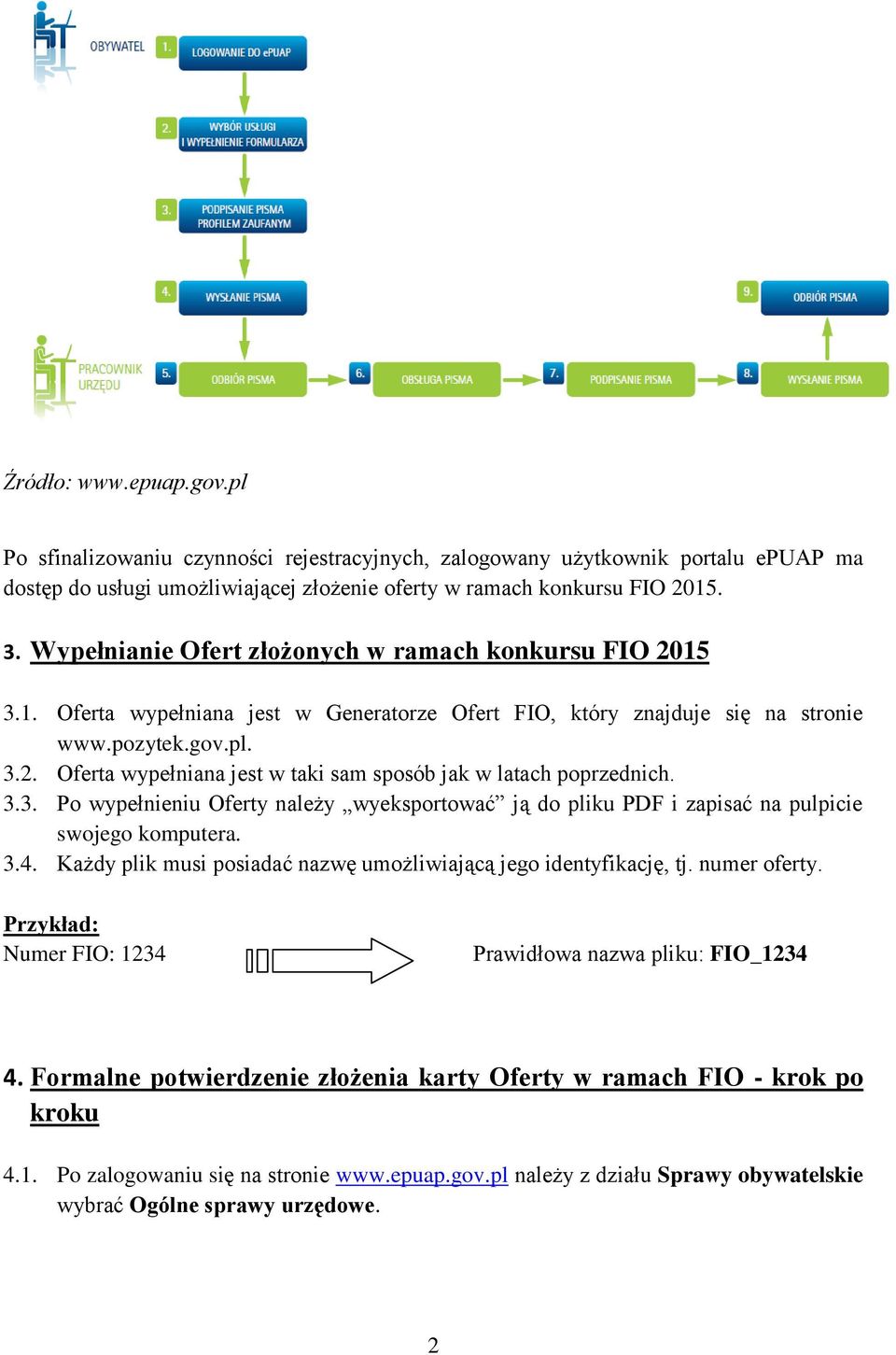 3.3. Po wypełnieniu Oferty należy wyeksportować ją do pliku PDF i zapisać na pulpicie swojego komputera. 3.4. Każdy plik musi posiadać nazwę umożliwiającą jego identyfikację, tj. numer oferty.