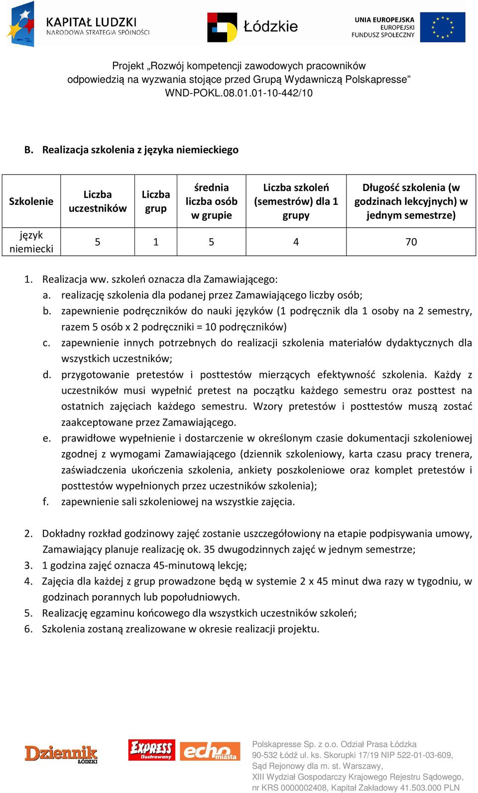 zapewnienie podręczników do nauki języków (1 podręcznik dla 1 osoby na 2 semestry, razem 5 osób x 2 podręczniki = 10 podręczników) c.