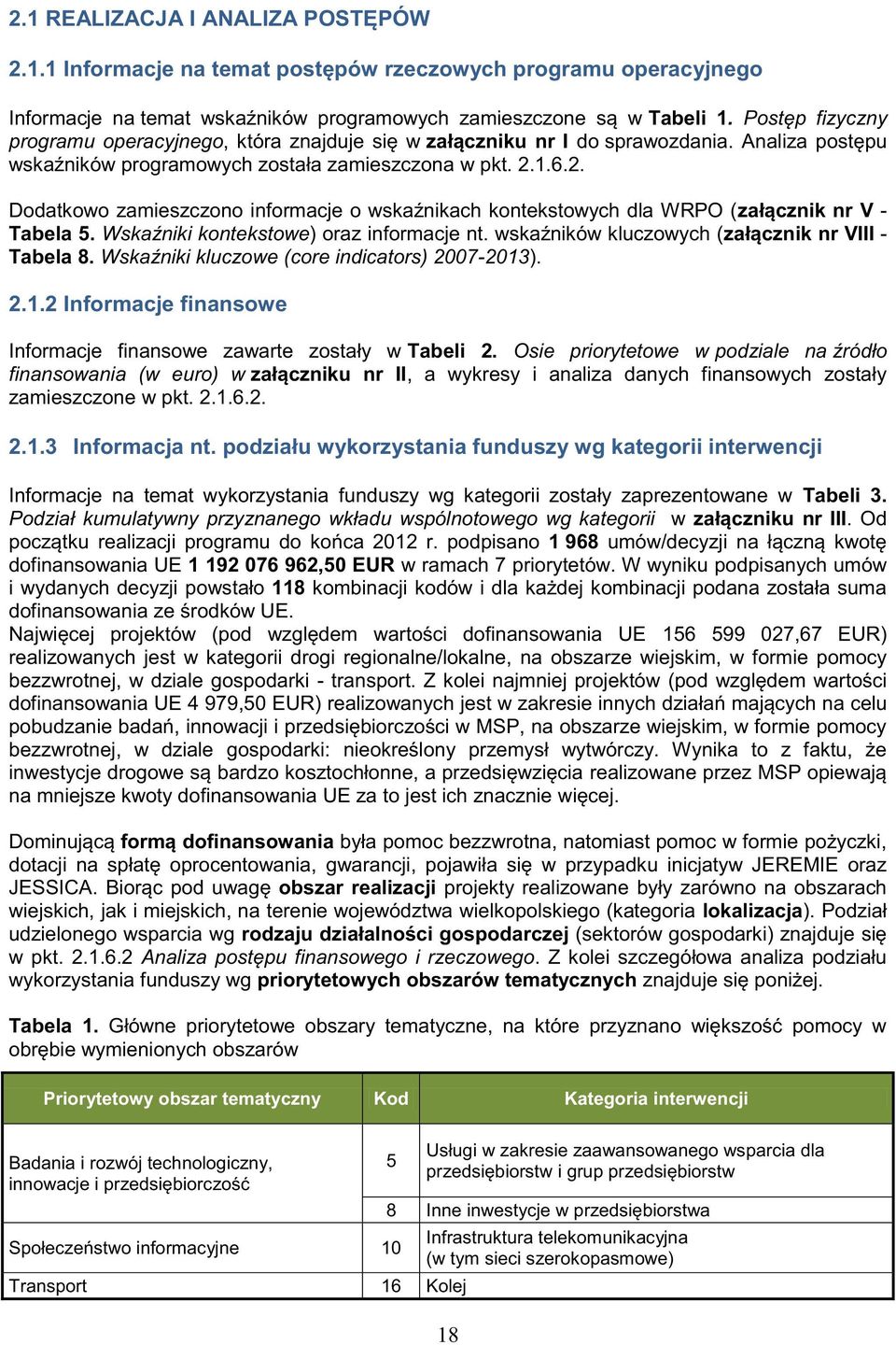 1.6.2. Dodatkowo zamieszczono informacje o wskaźnikach kontekstowych dla WRPO (załącznik nr V - Tabela 5. Wskaźniki kontekstowe) oraz informacje nt.