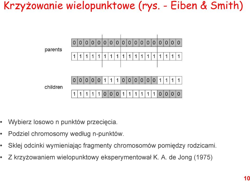 Podziel chromosomy według n-punktów.