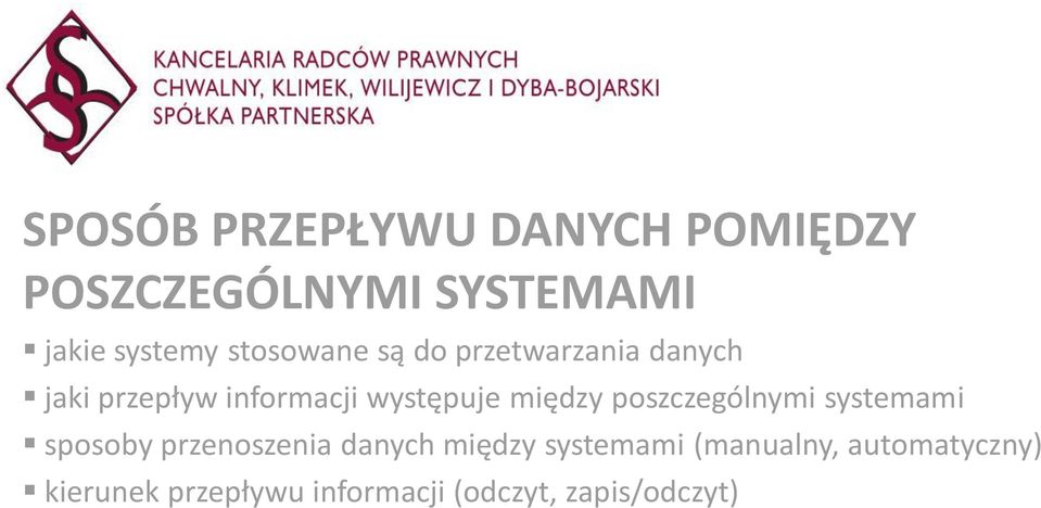 między poszczególnymi systemami sposoby przenoszenia danych między