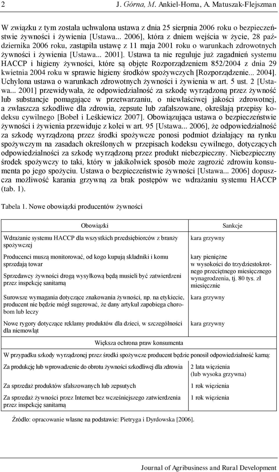 Ustawa ta nie reguluje już zagadnień systemu HACCP i higieny żywności, które są objęte Rozporządzeniem 852/2004 z dnia 29 kwietnia 2004 roku w sprawie higieny środków spożywczych [Rozporządzenie.