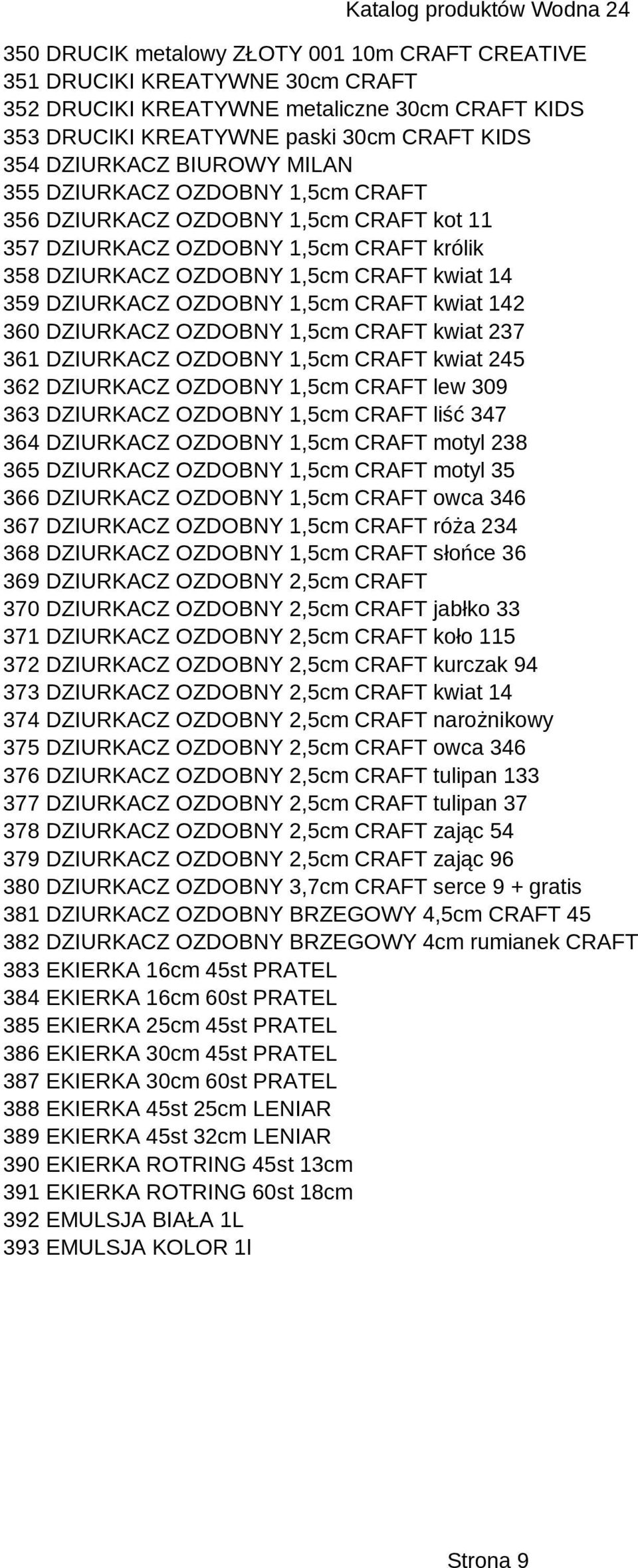 kwiat 142 360 DZIURKACZ OZDOBNY 1,5cm CRAFT kwiat 237 361 DZIURKACZ OZDOBNY 1,5cm CRAFT kwiat 245 362 DZIURKACZ OZDOBNY 1,5cm CRAFT lew 309 363 DZIURKACZ OZDOBNY 1,5cm CRAFT liść 347 364 DZIURKACZ