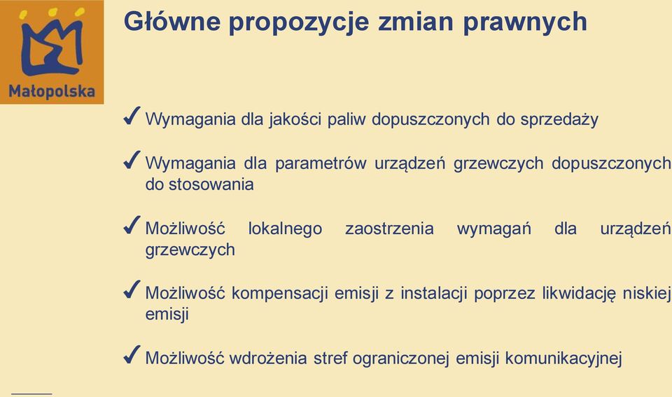 lokalnego zaostrzenia wymagań dla urządzeń grzewczych Możliwość kompensacji emisji z