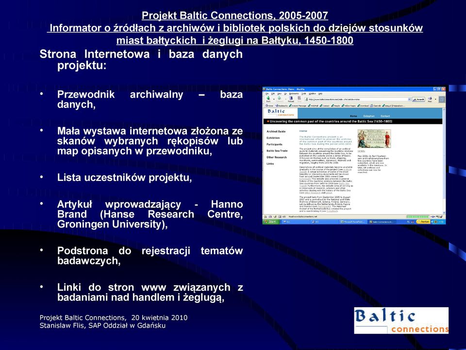 wprowadzający - Hanno Brand (Hanse Research Centre, Groningen University), Podstrona do